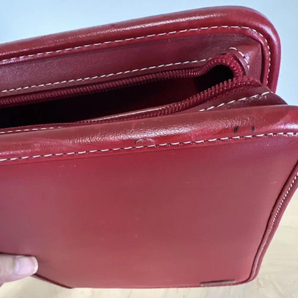 Franklin Covey Red Leather Zip Closure Red Vintage Planner Stationary